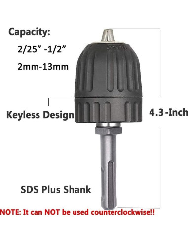 Adaptador Chuck Sin Llave Eyech 2-13mm SDS Plus para Taladro