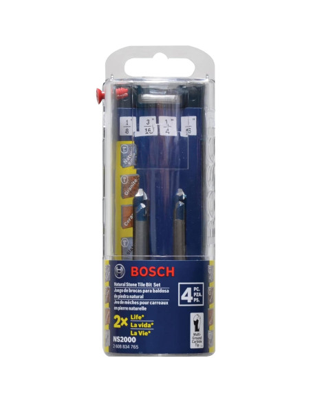 Juego de Brocas de Carburo BOSCH NS2000 para Azulejos - 4 Piezas