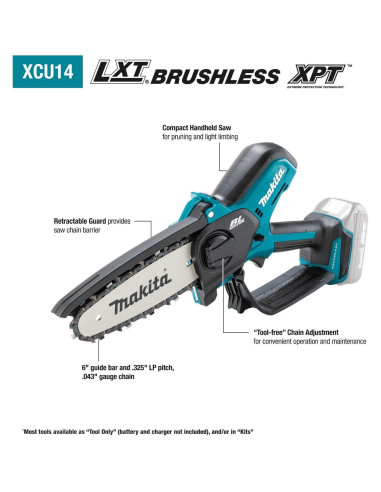 Sierra de Poda Inalámbrica Makita XCU14SR1 18V 6" Kit 2.0Ah