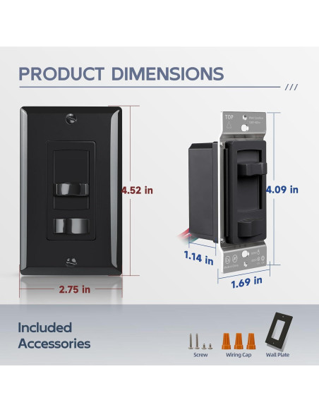 Interruptor Regulador de Luz ECOELER Negro 300W/600W LED/CFL