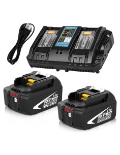 2 Baterías 6000mAh Litio 18V + Cargador Doble DC18RD Makita