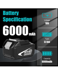 2 Baterías 6000mAh Litio 18V + Cargador Doble DC18RD Makita 2