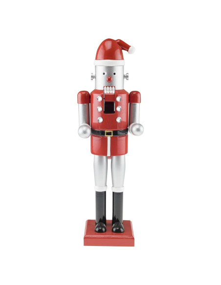 Cascanueces de Madera Robot Santa 35.56 cm Clever Creations