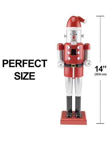 Cascanueces de Madera Robot Santa 35.56 cm Clever Creations
