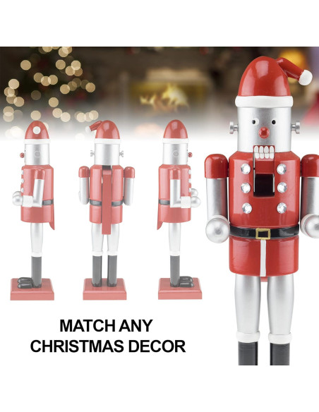 Cascanueces de Madera Robot Santa 35.56 cm Clever Creations