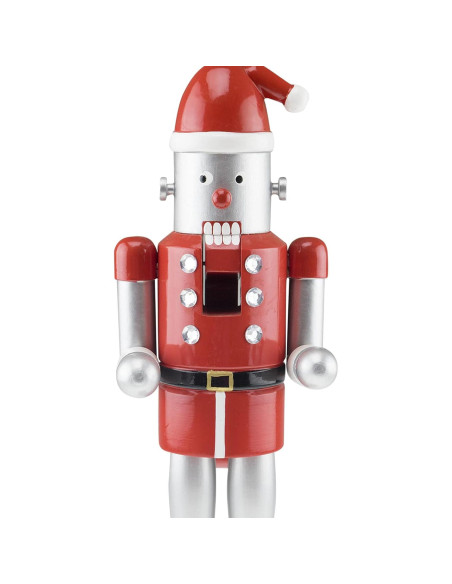 Cascanueces de Madera Robot Santa 35.56 cm Clever Creations