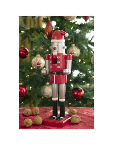 Cascanueces de Madera Robot Santa 35.56 cm Clever Creations