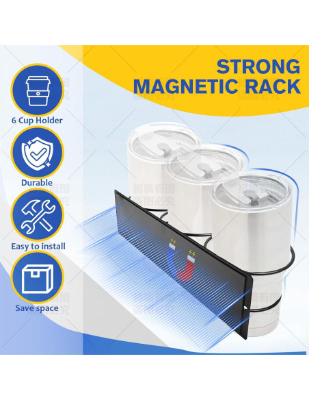 Soporte Magnético para Tazas Stanley Negro - Organizador 6 Tazas