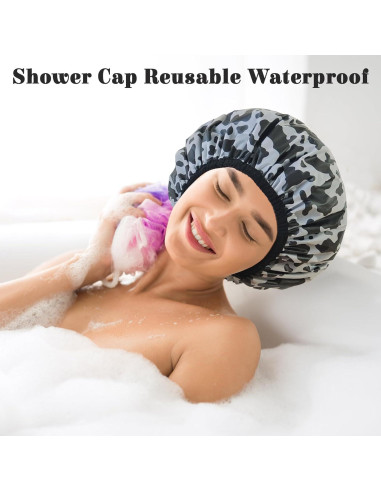 Gorro de Ducha Reutilizable Impermeable Choshion Rayas de Vaca