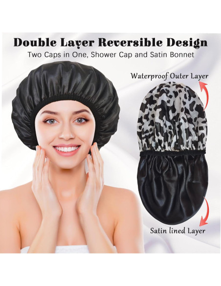 Gorro de Ducha Reutilizable Impermeable Choshion Rayas de Vaca