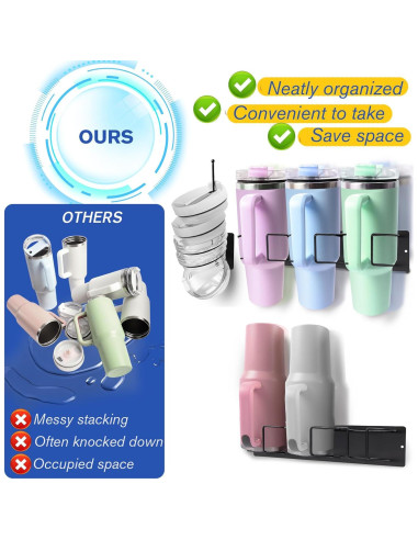 Soporte Magnético para Tazas Stanley Negro - Organizador 6 Tazas