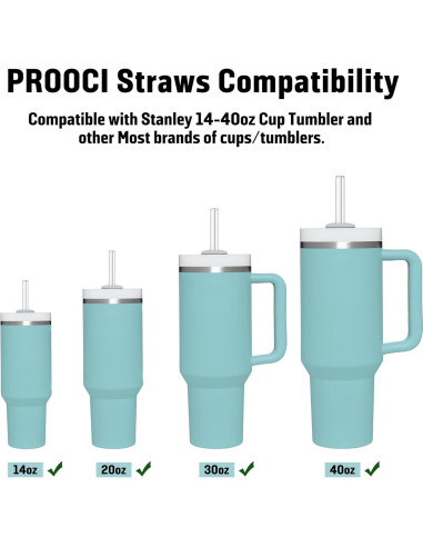 Pajitas Reutilizables PROOCI 30cm Tritan 10 Pcs con Cepillo