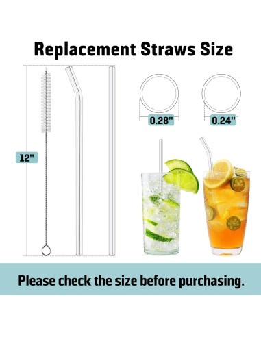 Pajitas Reutilizables PROOCI 30cm Tritan 10 Pcs con Cepillo