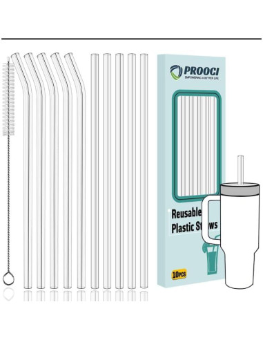 Pajitas Reutilizables PROOCI 30cm Tritan 10 Pcs con Cepillo