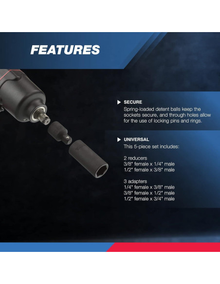 Juego de Adaptadores de Impacto NEIKO 30249A 5 Piezas