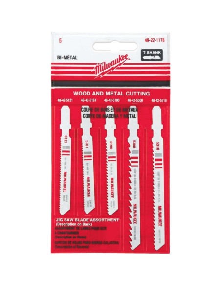 Hojas de sierra de calar Milwaukee 49-22-1178 Bi-Metal 5-Pack