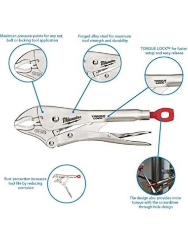 Alicate de bloqueo Milwaukee 12.7 cm ergonómico acero cromado