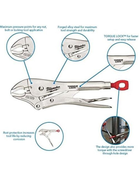 Alicate de bloqueo Milwaukee 12.7 cm ergonómico acero cromado