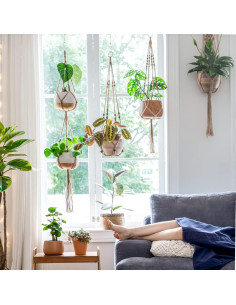 Conjunto de 4 colgadores de macramé Mkono para plantas 139.7 cm 2