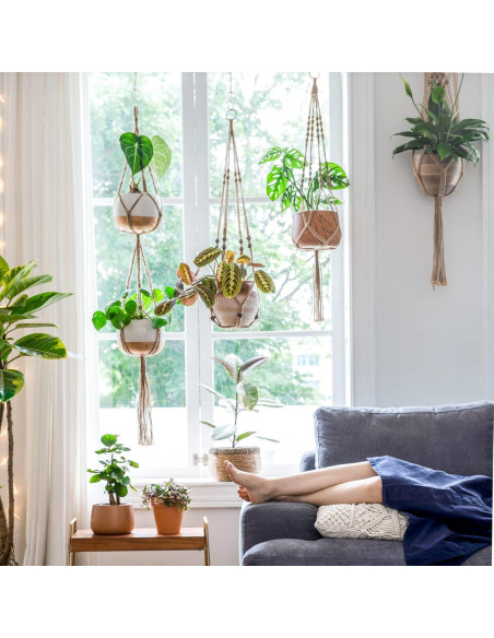 Conjunto de 4 colgadores de macramé Mkono para plantas 139.7 cm