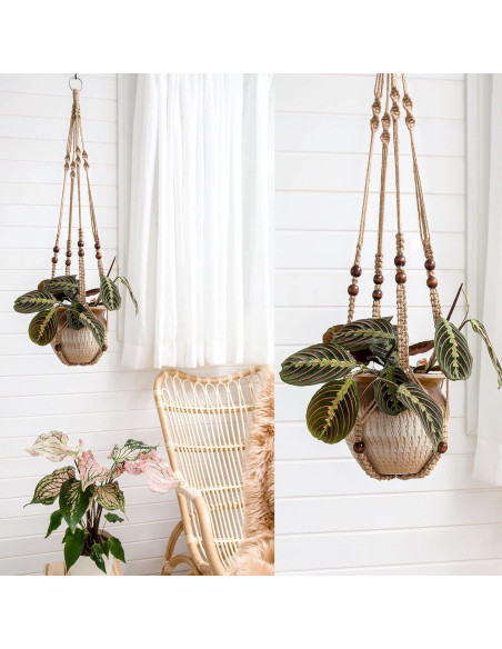 Conjunto de 4 colgadores de macramé Mkono para plantas 139.7 cm