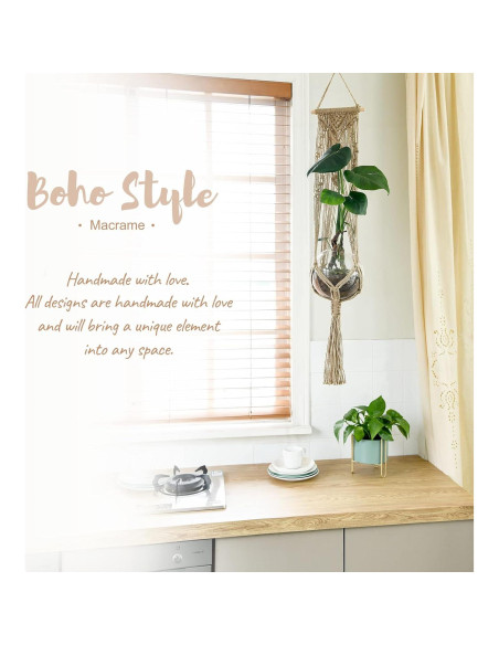Conjunto de 4 colgadores de macramé Mkono para plantas 139.7 cm