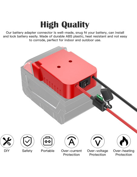 Adaptador de Batería Milwaukee M18 18V - 2 Paquetes con Fusibles
