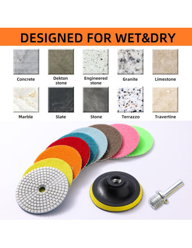 Juego de 13 almohadillas de pulido XKDOUS 4" grano 50-8000