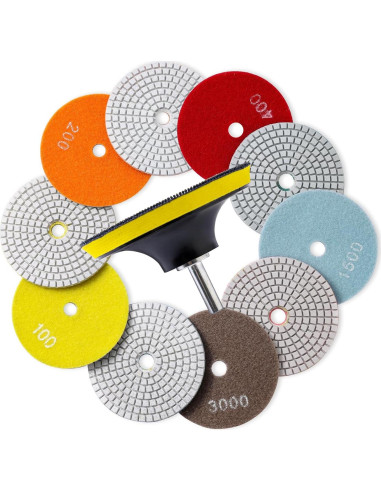 Juego de 13 almohadillas de pulido XKDOUS 4" grano 50-8000