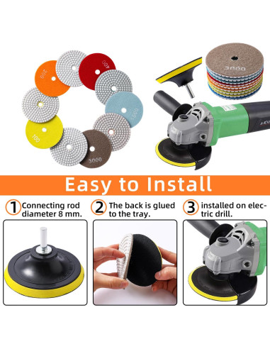 Juego de 13 almohadillas de pulido XKDOUS 4" grano 50-8000