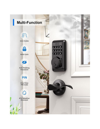Cerradura Electrónica Sin Llave ApeStellar AS-DL01 - Teclado, 2 Manijas, Bloqueo Automático