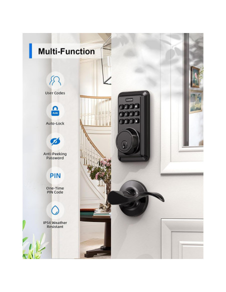 Cerradura Electrónica Sin Llave ApeStellar AS-DL01 - Teclado, 2 Manijas, Bloqueo Automático