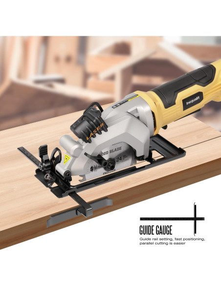 Sierra Circular Mini Inequalit 4 Amp 3500 RPM 114mm con Laser