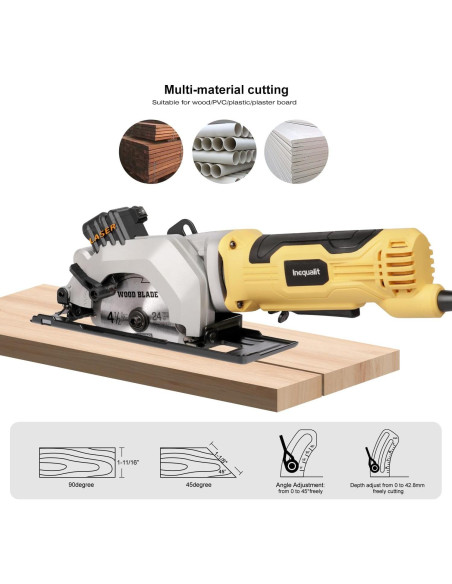 Sierra Circular Mini Inequalit 4 Amp 3500 RPM 114mm con Laser