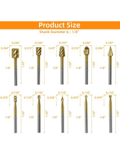 Juego de Puntas de Tallado HSS 10 Piezas 3mm para Carpintería 2