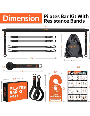 Kit de Barra de Pilates WALITO 20-30LB Ajustable con Bandas