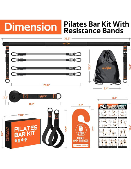 Kit de Barra de Pilates WALITO 20-30LB Ajustable con Bandas