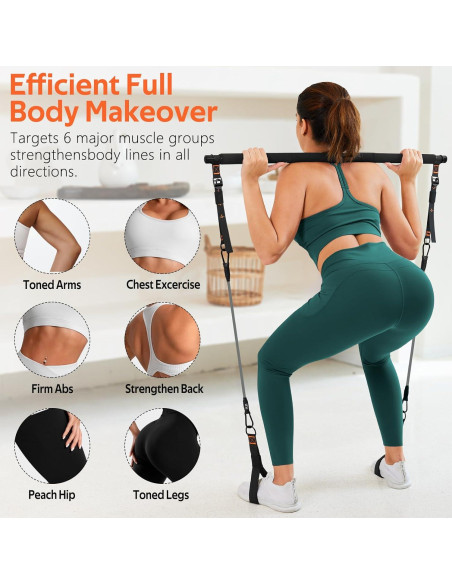 Kit de Barra de Pilates WALITO 20-30LB Ajustable con Bandas