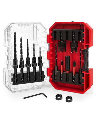 Juego de Brocas de Avellanado TEWORDA 15 Piezas HSS Nitrurado