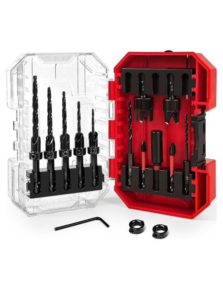 Juego de Brocas de Avellanado TEWORDA 15 Piezas HSS Nitrurado