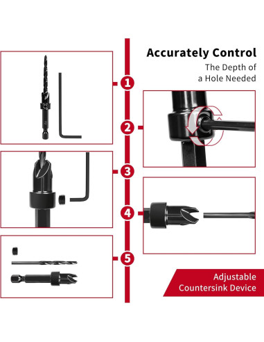 Juego de Brocas de Avellanado TEWORDA 15 Piezas HSS Nitrurado