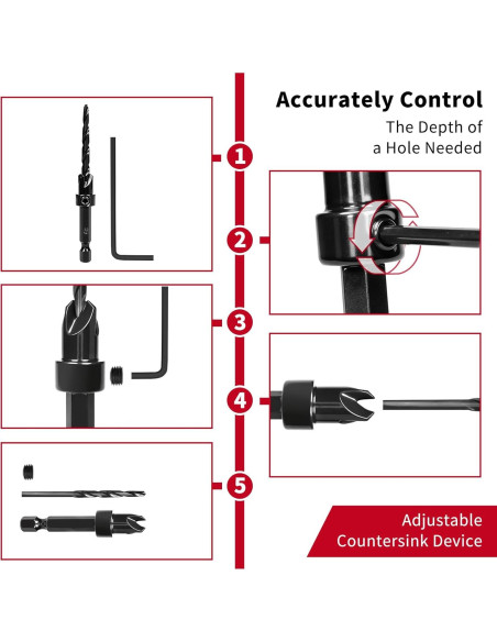 Juego de Brocas de Avellanado TEWORDA 15 Piezas HSS Nitrurado