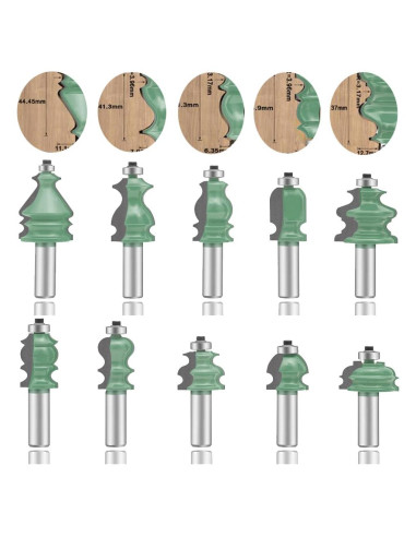 Juego de Brocas de Router LEATBUY 10 Pcs Carburo 12.7mm