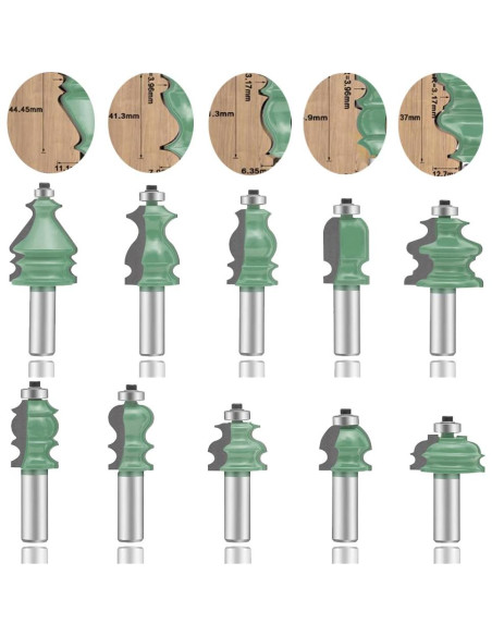 Juego de Brocas de Router LEATBUY 10 Pcs Carburo 12.7mm