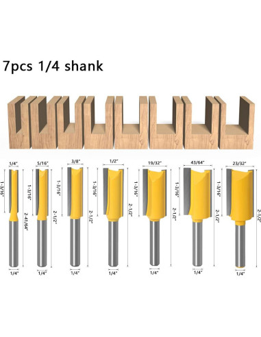 Juego de Brocas Rectas WSOOX 7 Piezas 6.35 mm para Carpintería