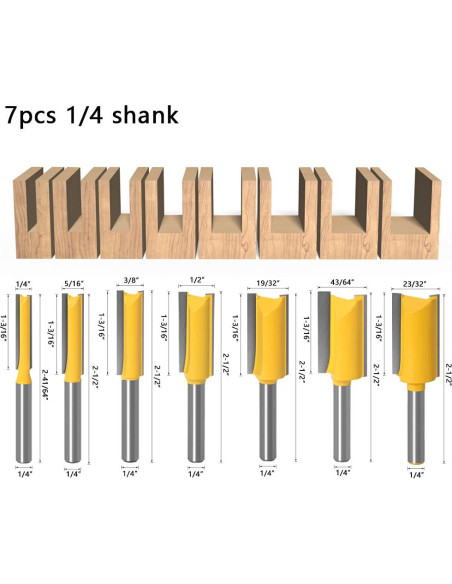 Juego de Brocas Rectas WSOOX 7 Piezas 6.35 mm para Carpintería