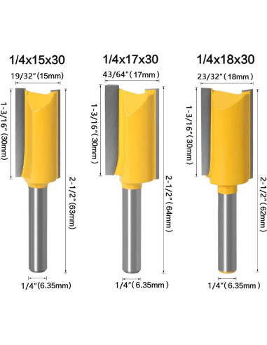 Juego de Brocas Rectas WSOOX 7 Piezas 6.35 mm para Carpintería