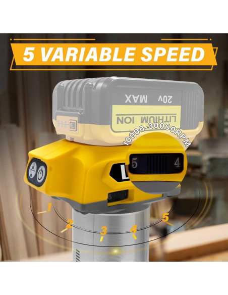 Router Inalámbrico Dewalt 20V 800W 30,000 RPM con 15 Brocas