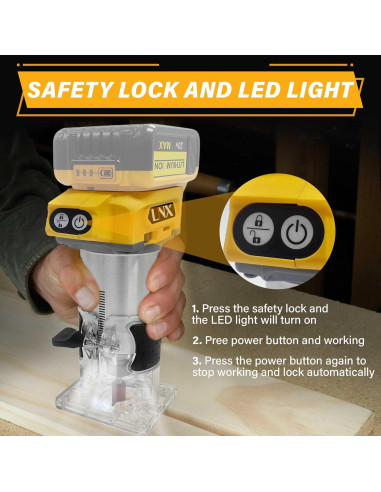 Router Inalámbrico Dewalt 20V 800W 30,000 RPM con 15 Brocas