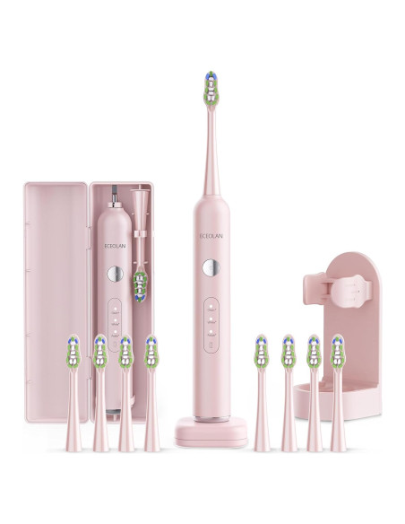 Cepillo de dientes eléctrico ECEOLAN WS-7008 rosa IPX7 8 cabezales